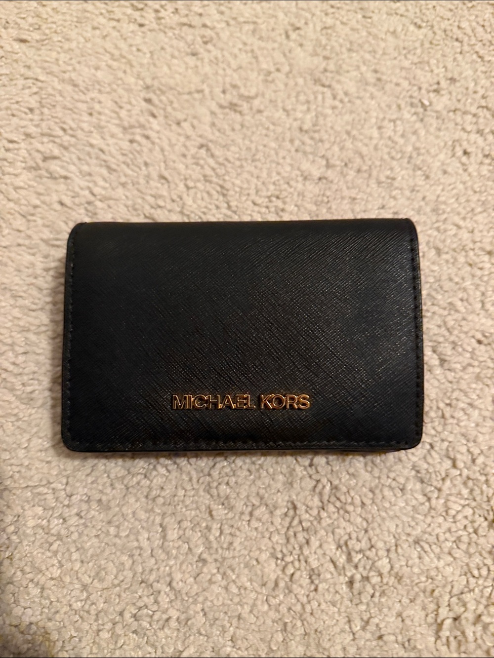 Michael Kors Black Card Case with Gold Logo Detail